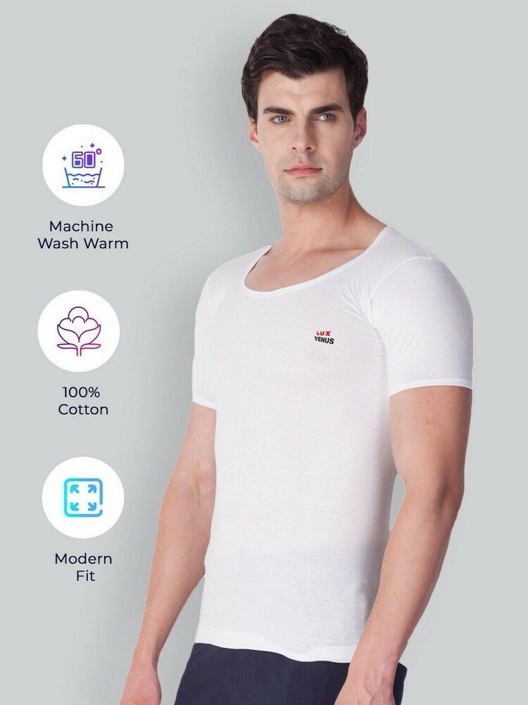 LUX Venus - Men Vest White Short Sleeve