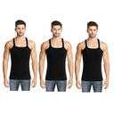 INNERO Men's Black Colour Gym Vest - Pack Of 3