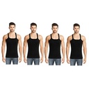 INNERO Men's Black Colour Gym Vest - Pack Of 4