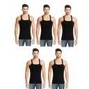 INNERO Men's Black Colour Gym Vest - Pack Of 5