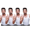 RANJIT Smart Men's Cotton Vest White Sleeveless Pack Of 4 