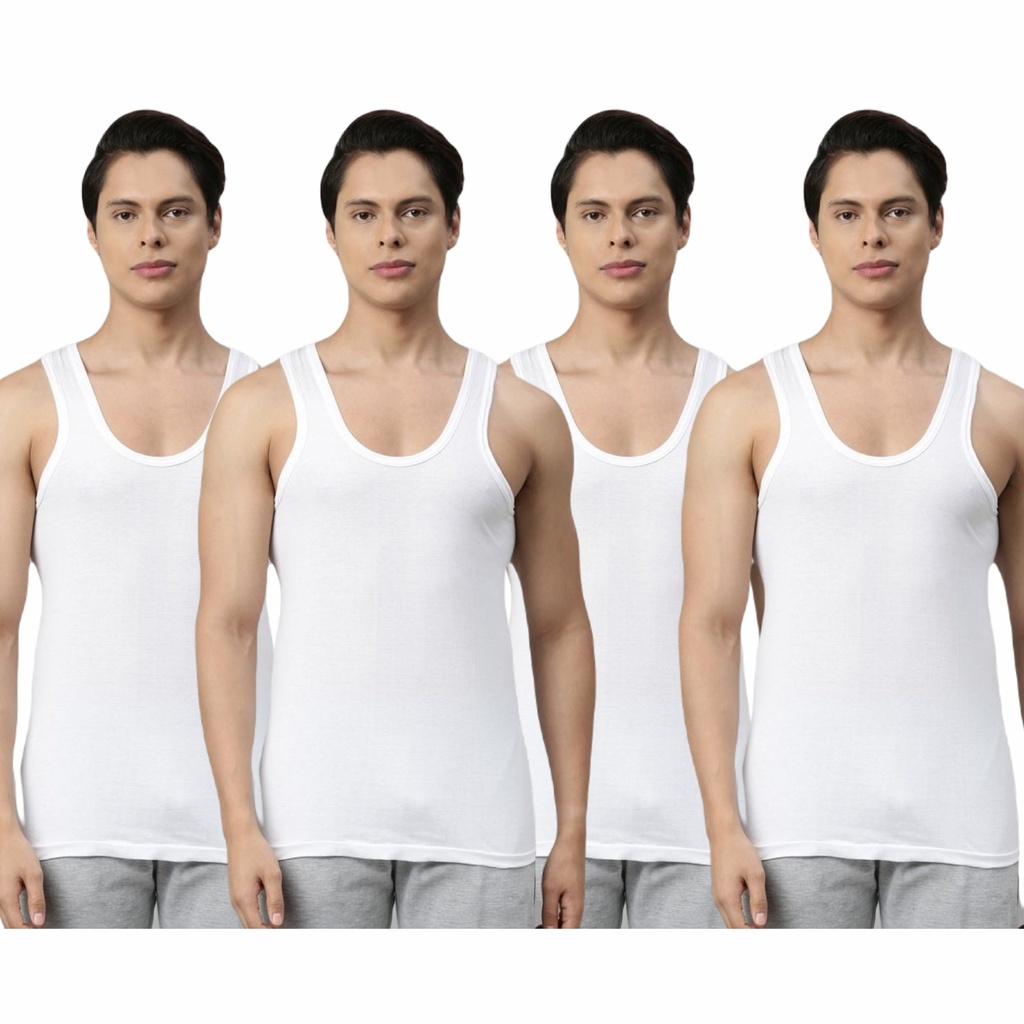 INNERO -  Men's Cotton Vest White Sleeveless Pack Of 4