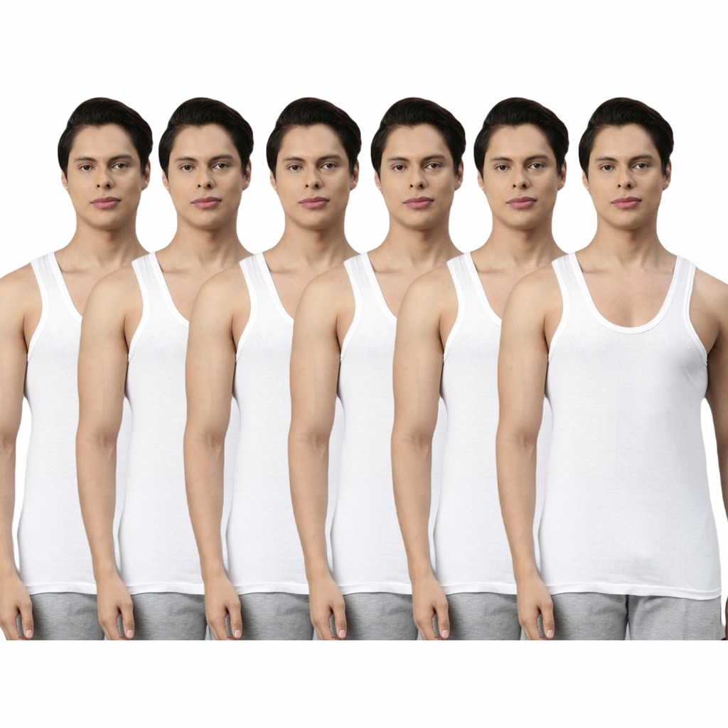 INNERO -  Men's Cotton Vest White Sleeveless Pack Of 6