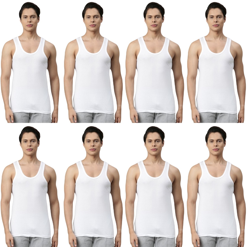 INNERO -  Men's Cotton Vest White Sleeveless Pack Of 8