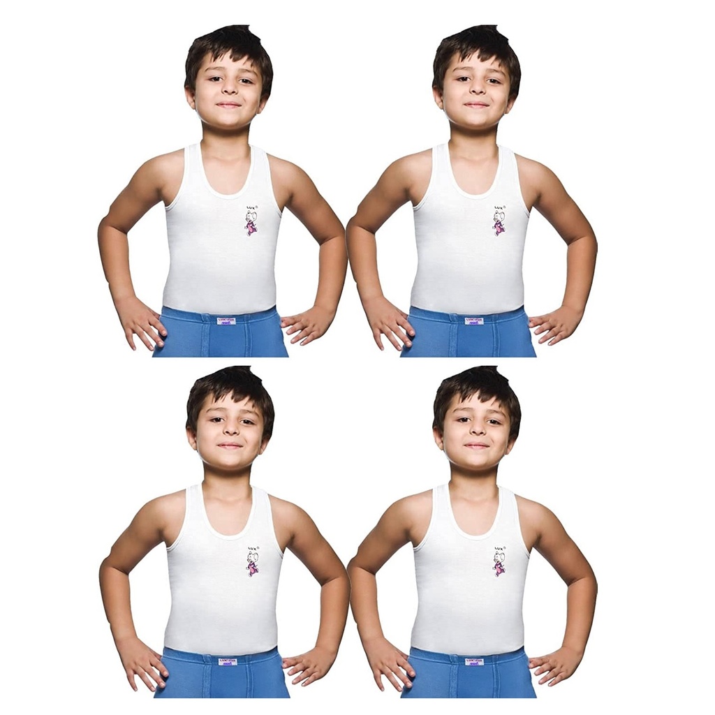 Lux Venus Kids Vest White Sleeveless Pack Of 4