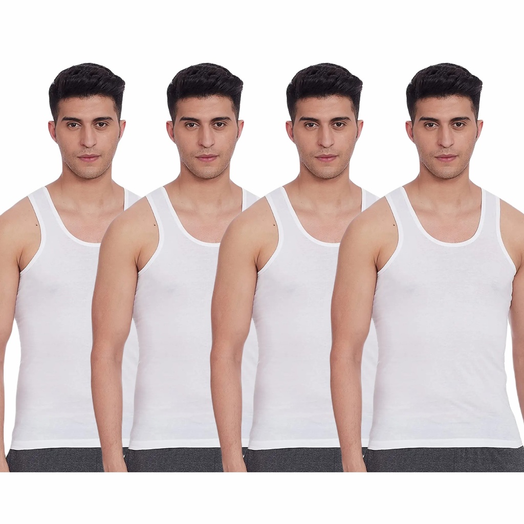 LUX Venus Men's Cotton Vest White Sleeveless Pack Of 4