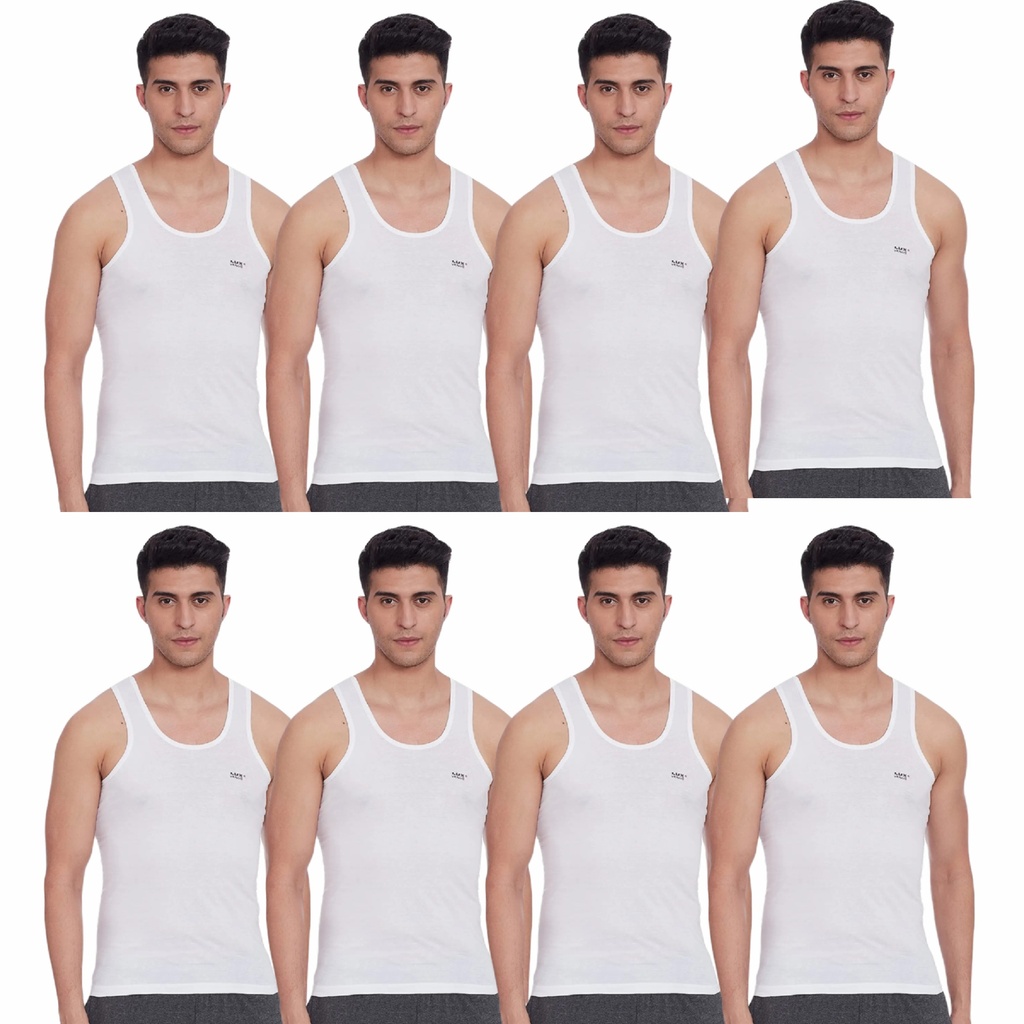 LUX Venus Men's Cotton Vest White Sleeveless Pack Of 8