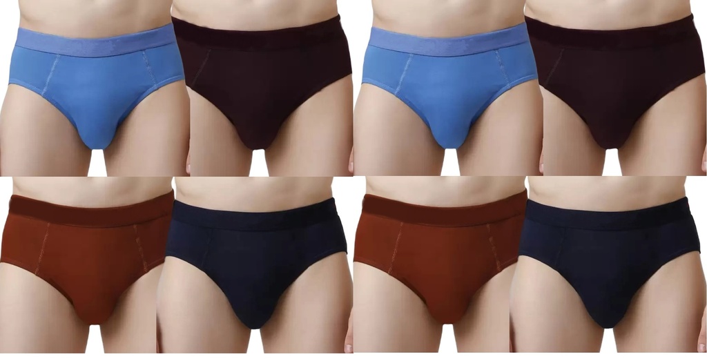 INNERO Avzee Gold Brief For Mens - Pack Of 8 (Outer Elastic)