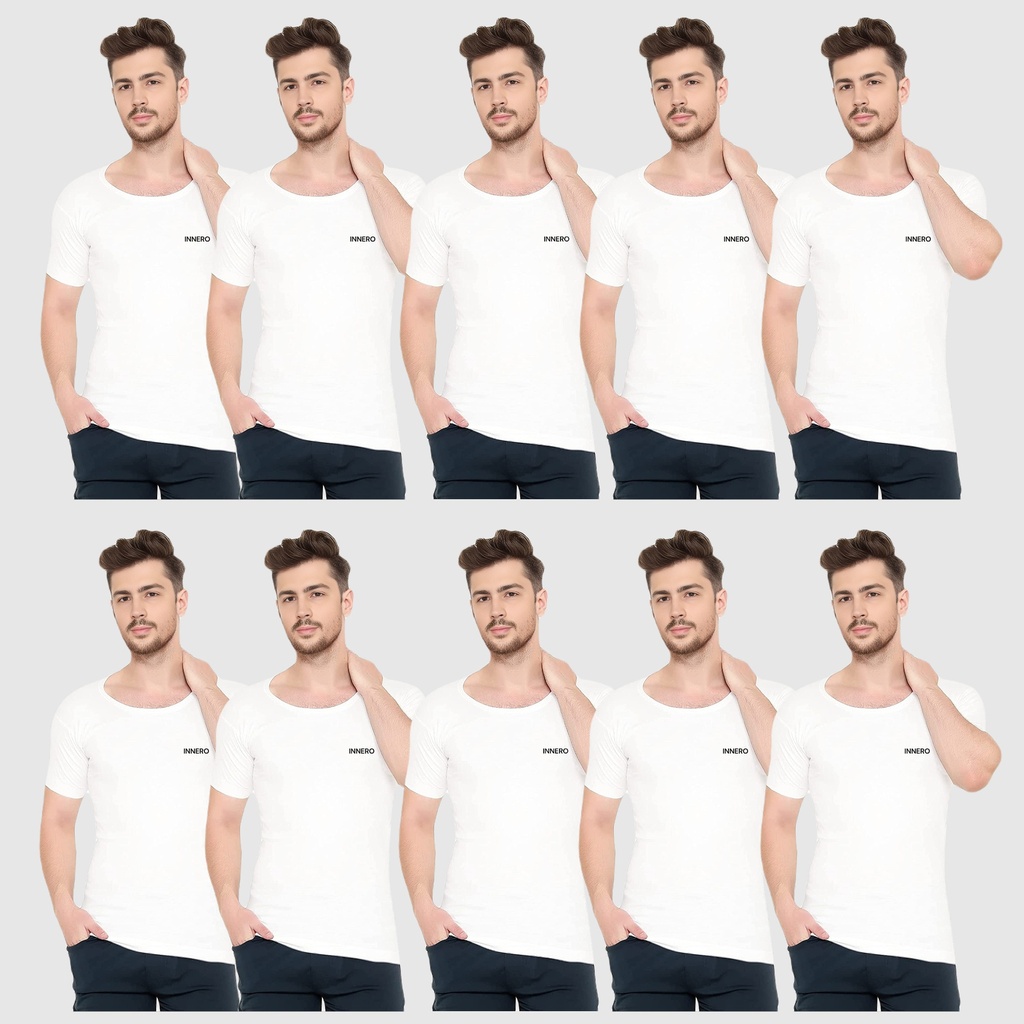 Men's Vest White Short Sleeve Pack Of 10