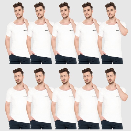 Men's Vest White Short Sleeve Pack Of 10