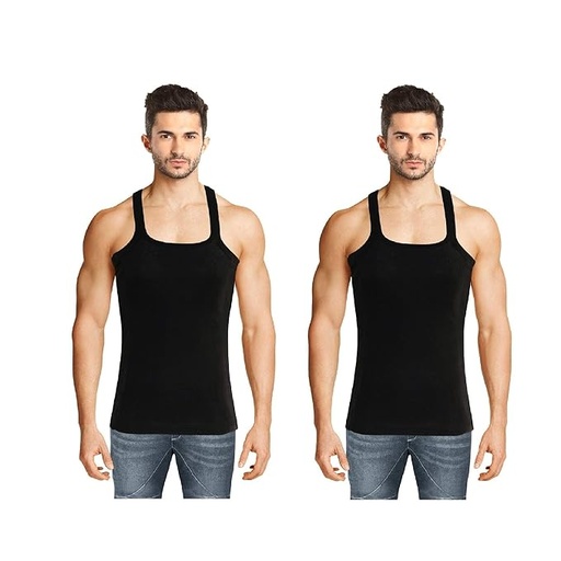 [11] INNERO Men's Black Colour Gym Vest - Pack Of 2