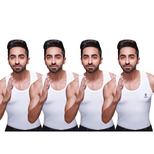 RANJIT Smart Men's Cotton Vest White Sleeveless Pack Of 4 