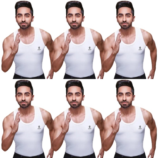 RANJIT Smart Men's Cotton Vest White Sleeveless Pack Of 6 