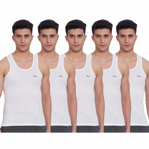 LUX Venus Men's Cotton Vest White Sleeveless Pack Of 5