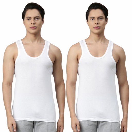 INNERO -  Men's Cotton Vest White Sleeveless Pack Of 2 