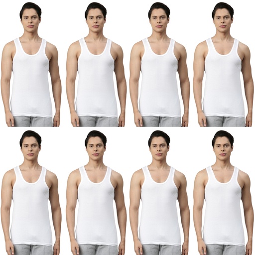 INNERO -  Men's Cotton Vest White Sleeveless Pack Of 8