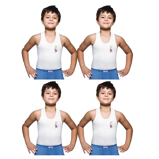 Lux Venus Kids Vest White Sleeveless Pack Of 4