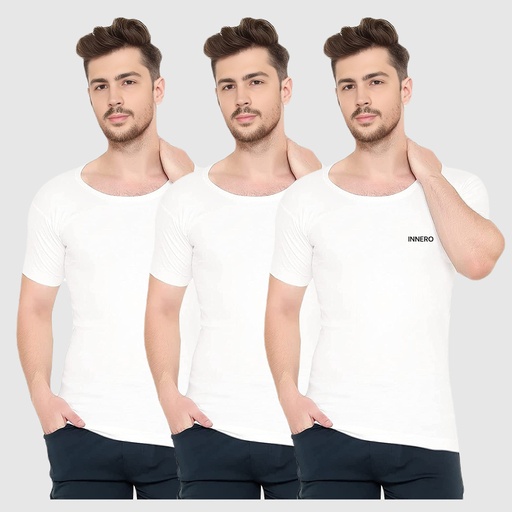 Men's Vest White Short Sleeve Pack Of 3